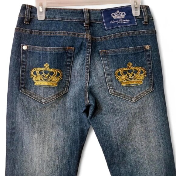 Victoria Beckham for Rock & Republic “Madrid” Jeans Size 29  Gold Crown Crystals - Picture 6 of 10